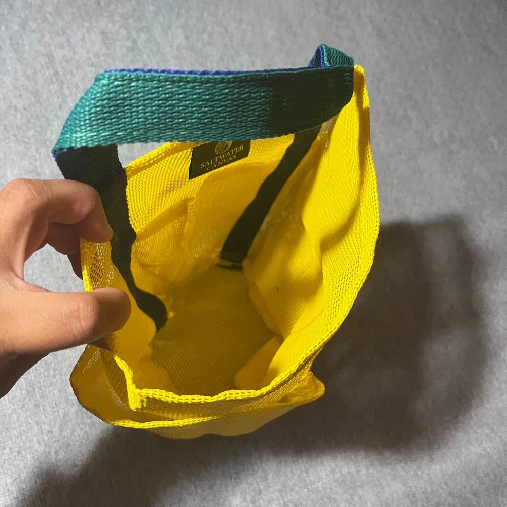 Saltwater Canvas Mesh Shower Caddy Bag Yellow Blue Green Dorm Gym Tote